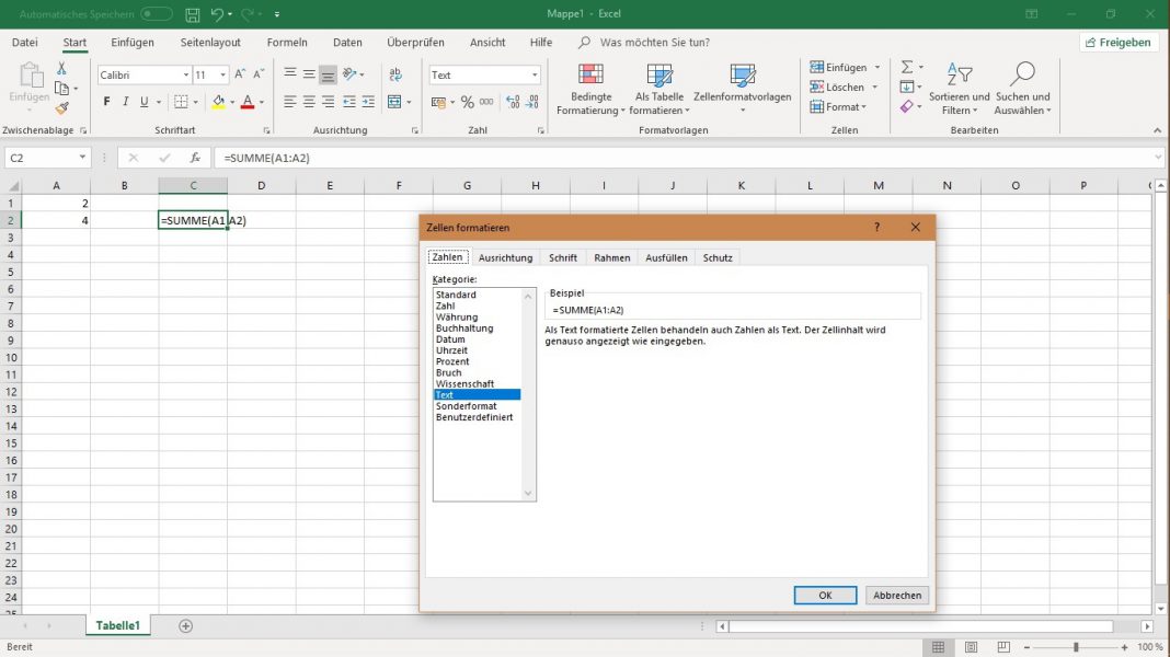 [Lösung] Excel zeigt Formel statt Ergebnis • dashdot